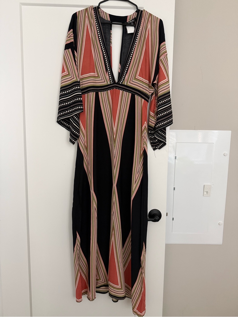 Lulus Montecito Black Print Maxi Dress M - Picture 12 of 17